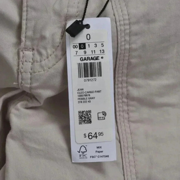 NWT Garage Cargo Pant Cleo Beige Wide Leg Cotton Relaxed Fit Size 0 - Picture 9 of 14